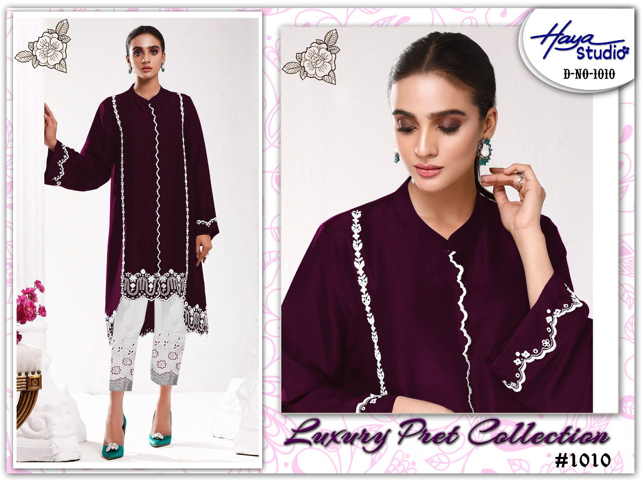 Haya Studio 1010Stylish Party Wear Heavy Georgette Top With Bottom Collection